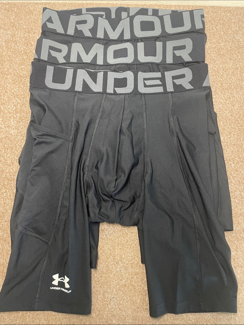 Under Armour Size Medium Black HeatGear Compression Shorts Lot Of 3